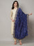 Blue Chinon Dupatta with Scalloped Embroidered Border & Sequin Motifs (Size: 2.5x1 m Approx)