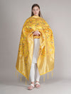 Yellow Paithani Silk Dupatta with Multicolour Floral Zari Weave (Size: 2.5x1 m Approx)