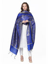 Blue Banarasi Silk Dupatta with Intricate Woven Zari Motifs & Classic Border (Size: 2.5x1 m Approx)