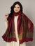 Reversible Wool Maroon Women Stole with Moonlight Zari Border | Elegant Winter Wrap | 80 × 28 Inches