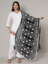 Black Karachi Chiffon Dupatta with Elegant Thread Embroidery (Size: 2.5x1 m Approx)