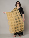 Beige Cotton Woven Check Dupatta with Tassel Detailing (Size: 2.5x1 m Approx)