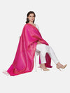 Hot Pink Banarasi Silk Dupatta with All-Over Woven Floral Zari Jaal (Size: 2.5x1 m Approx)