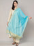 Aqua Chanderi Silk Dupatta with Gold Border & Tassels (Size: 2.5x1 m Approx)