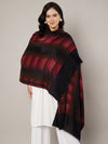 Woolen Women Stole with Ikat-Inspired Woven Motifs | Elegant Ethnic Wrap (80 × 28 Inches)