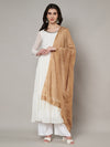 Beige Solid Cotton Dupatta with Subtle Texture & Tassel Ends (Size: 2.5x1 m Approx)