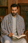 Printed Bamboo Silk Mens Shawl – Grey Floral Classic Wrap (80 x 40 Inches)