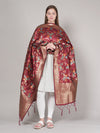 Maroon Paithani Silk Dupatta with Multicolour Floral Zari Weave (Size: 2.5x1 m Approx)