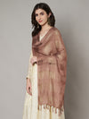 Brown Cotton Woven Check Dupatta with Tassel Detailing (Size: 2.5x1 m Approx)