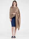 Solid Brown Fine Wool Women Shawl – Soft Winter Wrap (80 x 40 Inches)