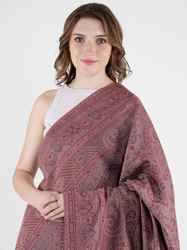 Blue Jamawar Wool Blend Women Shawl with Intricate Paisley Weave – 80×40 Inches