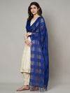 Blue Cotton Woven Check Dupatta with Tassel Detailing (Size: 2.5x1 m Approx)