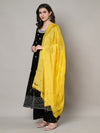 Yellow Solid Cotton Dupatta with Subtle Texture & Tassel Ends (Size: 2.5x1 m Approx)