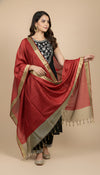 Striped Silk Dupatta with Zari Border | Elegant Ethnic Drape (2.5 Metres Approx.)