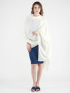 Solid Ivory Fine Wool Women Shawl – Soft Winter Wrap (80 x 40 Inches)