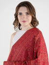 Red Jamawar Wool Blend Women Shawl with Intricate Paisley Weave – 80×40 Inches