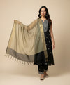 Beige Striped Silk Dupatta with Zari Border | Elegant Ethnic Drape (2.5 Metres Approx.)