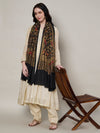 Woolen Women Shawl with Traditional Bird & Floral Jaal Motifs and Ornate Woven Border (80 x 40 Inches)