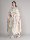 White Paithani Silk Dupatta with Multicolour Floral Zari Weave (Size: 2.5x1 m Approx)