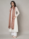 Elegant Light Brown Cotton Dupatta with Subtle Woven Stripes & Tassel Detailing (Size: 2.5x1 m Approx)