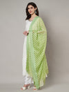 Green Cutwork Cotton Dupatta with Tassels (Size: 2.5x1 m Approx)