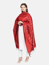 Maroon Banarasi Silk Dupatta with All-Over Woven Floral Motifs & Rich Zari Border (Size: 2.5x1 m Approx)