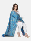 Sky Blue Banarasi Silk Dupatta with All-Over Woven Floral Motifs & Rich Zari Border (Size: 2.5x1 m Approx)