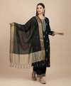 Black Striped Silk Dupatta with Zari Border | Elegant Ethnic Drape (2.5 Metres Approx.)