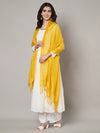 Elegant Yellow Cotton Dupatta with Subtle Woven Stripes & Tassel Detailing (Size: 2.5x1 m Approx)