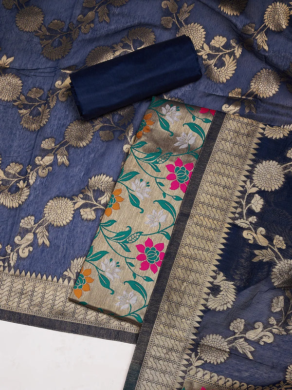 Women’s Banarasi Silk Unstitched Suit Set | Luxurious Ethnic Ensemble