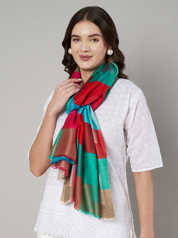 Bamboo Silk Women Stole with Contemporary Checkered Weave | Soft Drape | 80×28 Inches