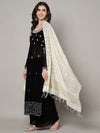 White & Olive Cotton Dupatta with Subtle Striped Weave and Woven Border (Size: 2.5x1 m Approx)