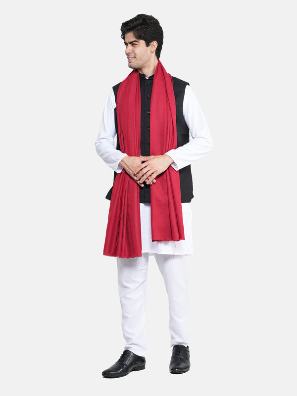 Solid Red Fine Wool Mens Shawl – Soft Winter Wrap (80 x 40 Inches)