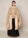 Beige Woolen Women Shawl with Gold Border – 80x40 Inches