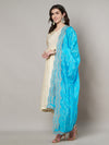 Sky Blue Chinon Dupatta with Scalloped Embroidered Border & Sequin Motifs (Size: 2.5x1 m Approx)