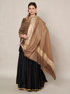 Brown Woolen Women Shawl with Gold Border – 80x40 Inches