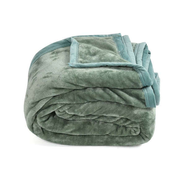 Super Soft Solid Velvet Finish Light Green Flannel AC Blanket (Size: 90 x 90 Inches) Blanket My Store