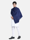 Solid Blue Fine Wool Mens Shawl – Soft Winter Wrap (80 x 40 Inches)