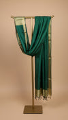 Green Striped Silk Dupatta with Zari Border | Elegant Ethnic Drape (2.5 Metres Approx.)