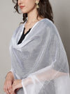White Sheer Handwoven Cotton Dupatta with Tassel Finish (Size: 2.5x1 m Approx)