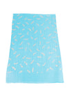 Micro Wool Blue Feather Motif Women Stole | Soft Wrap with Subtle Woven Accents (80 × 28 Inches)