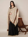 Beige Woolen Women Shawl with Traditional Multicolour Embroidered Border (80 x 40 Inches)