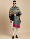 Bamboo Silk Gold Mens Shawl with Ornate Paisley Border | Classic Heritage Wrap (80 × 40 Inches)