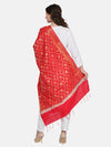 Red Banarasi Silk Dupatta with All-Over Woven Floral Motifs & Rich Zari Border (Size: 2.5x1 m Approx)