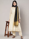 Black Chanderi Silk Dupatta with Gold Border & Tassels (Size: 2.5x1 m Approx)