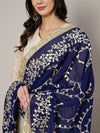 Blue Georgette Dupatta with Hand Gota Patti Work (Size: 2.5x1 m Approx)