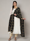 Black Chinon Dupatta with Gold Grid Embellishment (Size: 2.5x1 m Approx)