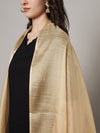 Elegant Beige Tissue Silk Dupatta with Subtle Texture & Tassels (Size: 2.5x1 m Approx)