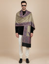 Bamboo Silk Gold Mens Shawl with Ornate Paisley Border | Classic Heritage Wrap (80 × 40 Inches)