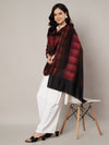 Woolen Women Stole with Ikat-Inspired Woven Motifs | Elegant Ethnic Wrap (80 × 28 Inches)